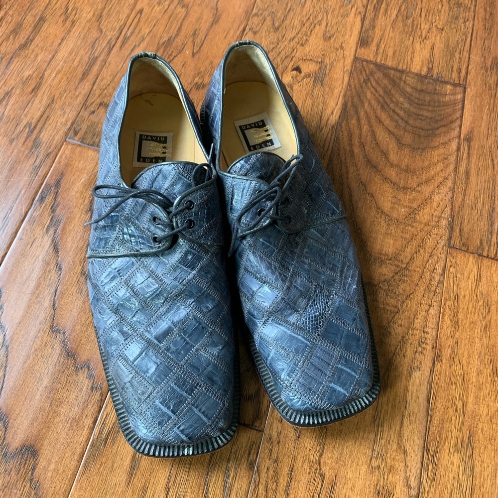 David Eden alligator snake skin patchwork shoes